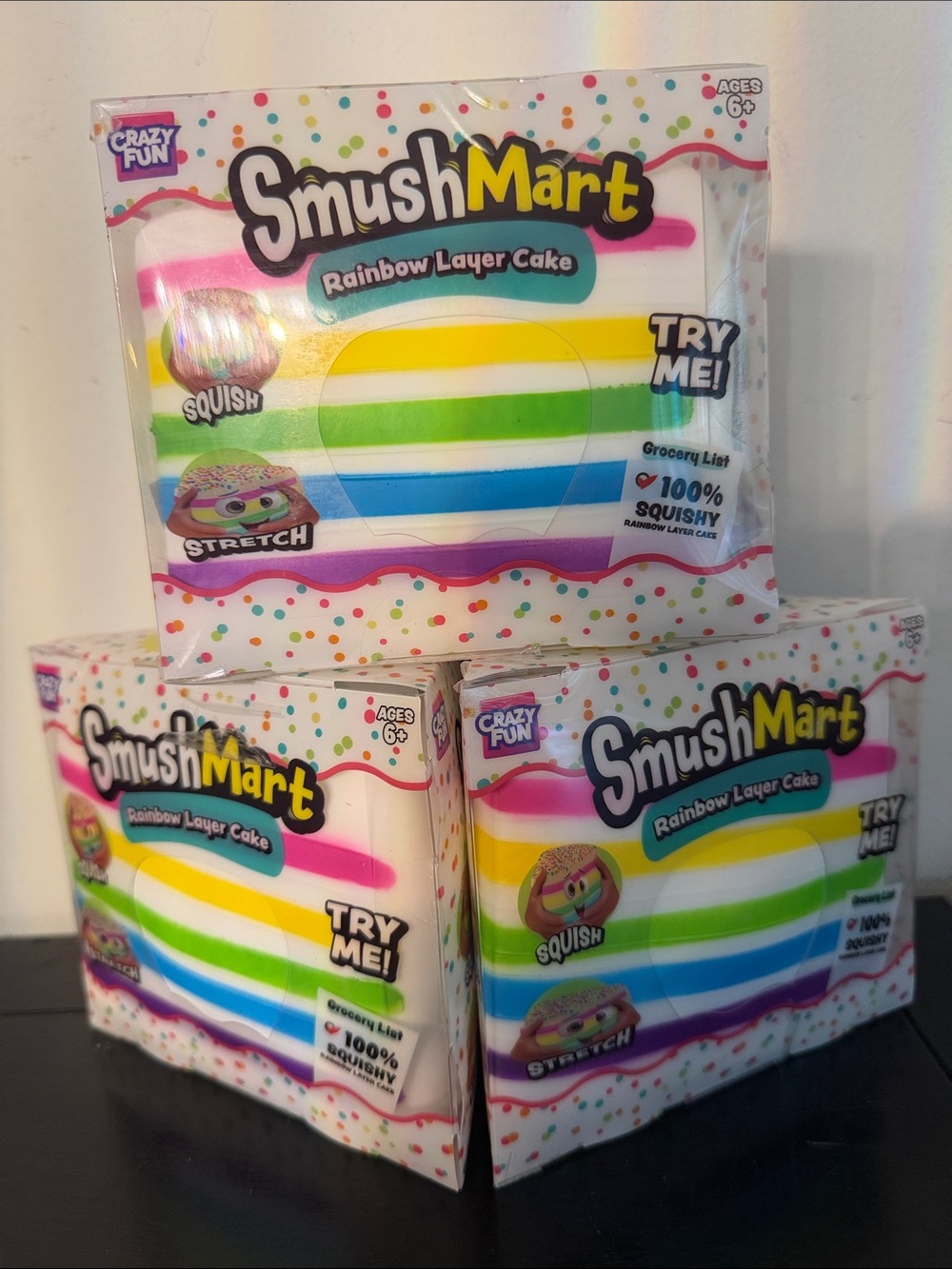 RMS Crazy Fun Rainbow Layer Cake Squishy Set Bundle Lot 3 Smush Mart Squeezy